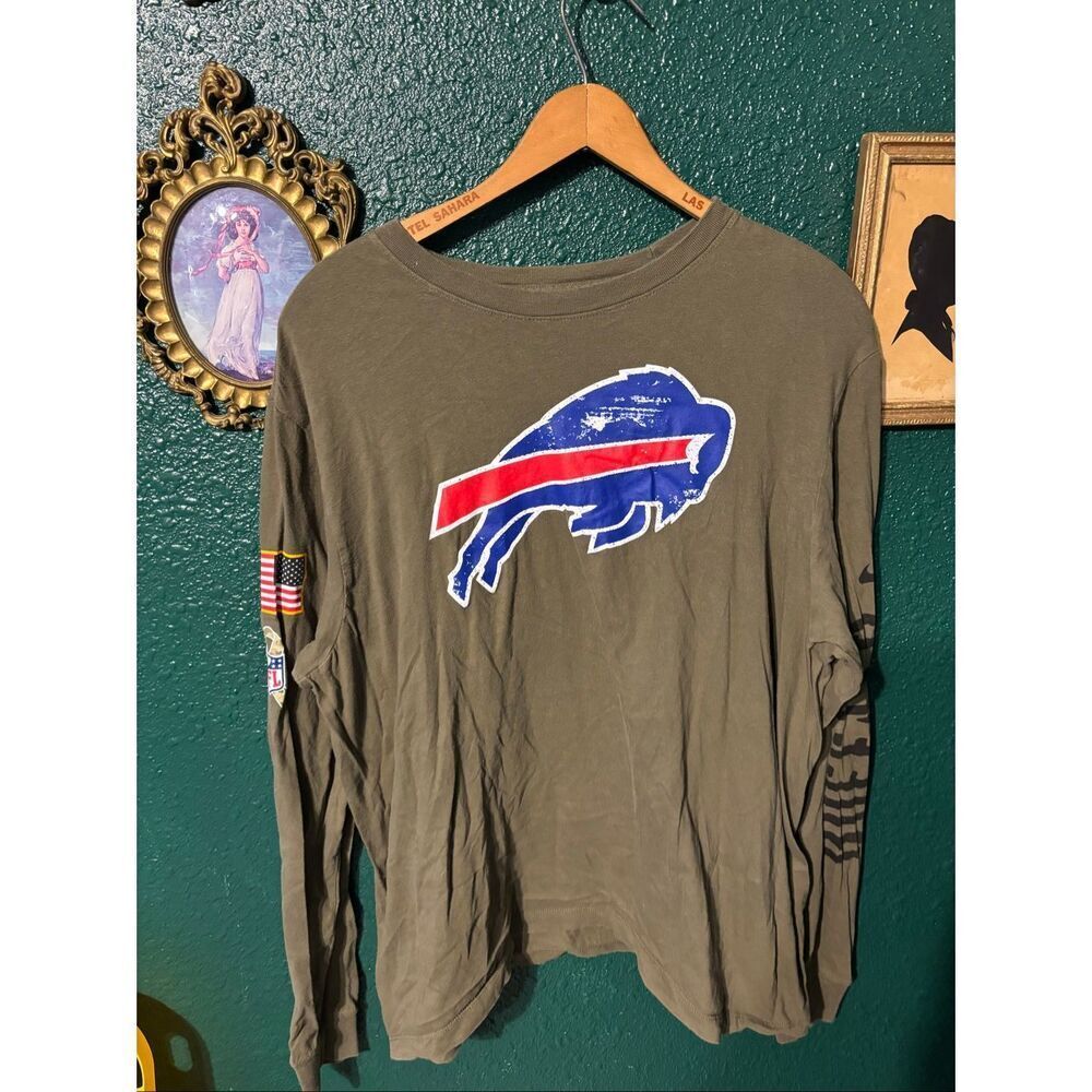Nike Buffalo Bills T-Shirt Men’s X-Large Military Green Salute Long Sleeve Tee